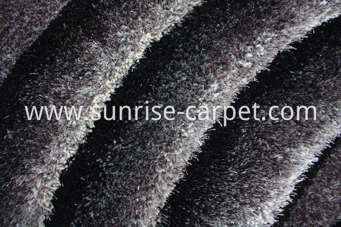 3D Shaggy Rug with Black and Grey Color